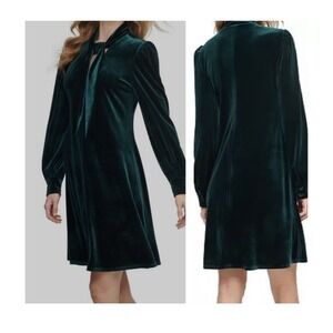 Calvin Klein Womens Green‎ Textured Velvet Cocktail and Party Dress 6 NWT